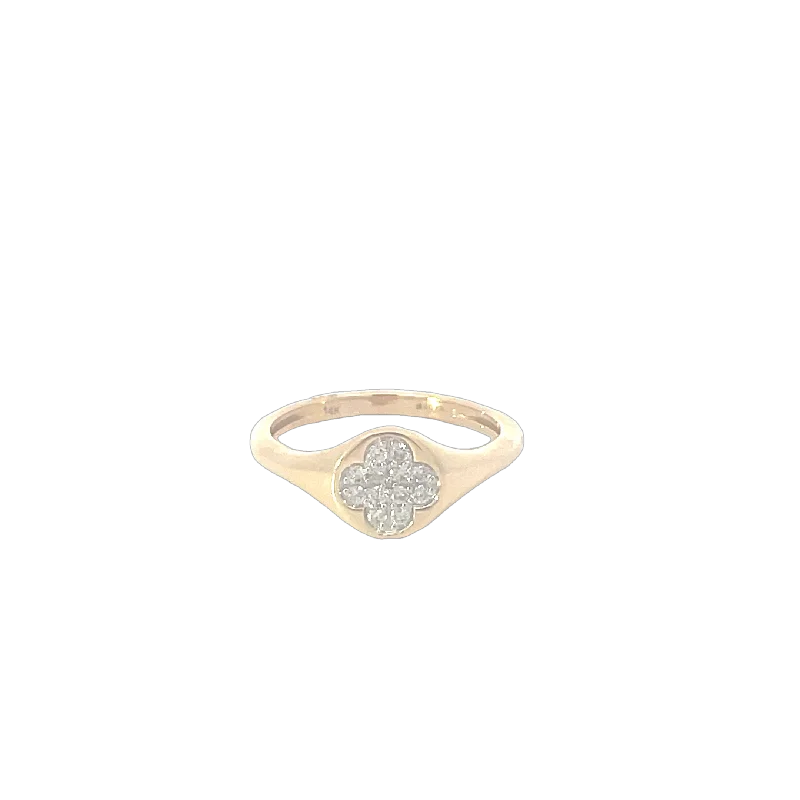 14 Karat Yellow Gold Diamond Pave Ring