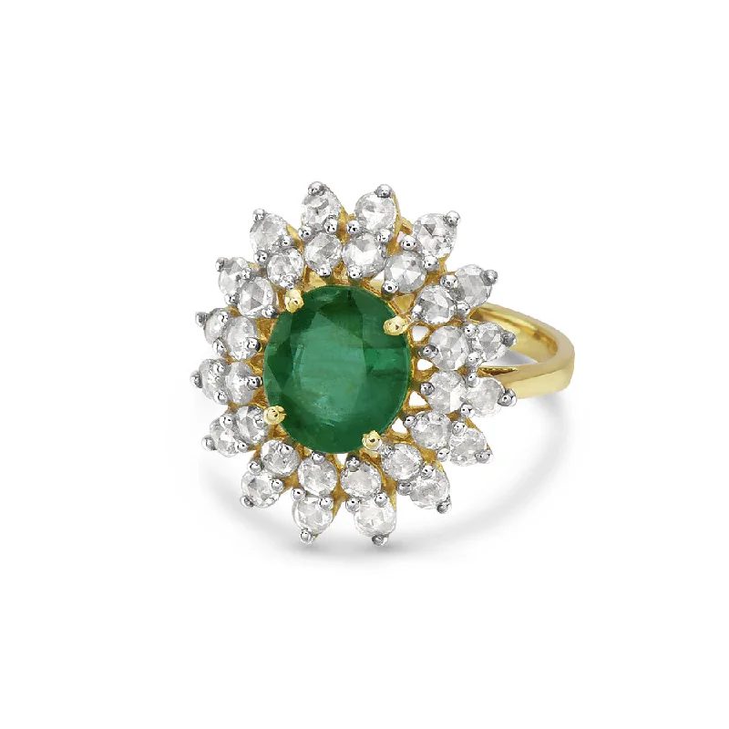 Seasonal Jewelry Clearance – Best Styles At The Lowest Prices Oval Cut Emerald & Diamond Double Halo Engagement Ring (4.05 ct.) in 14K Gold