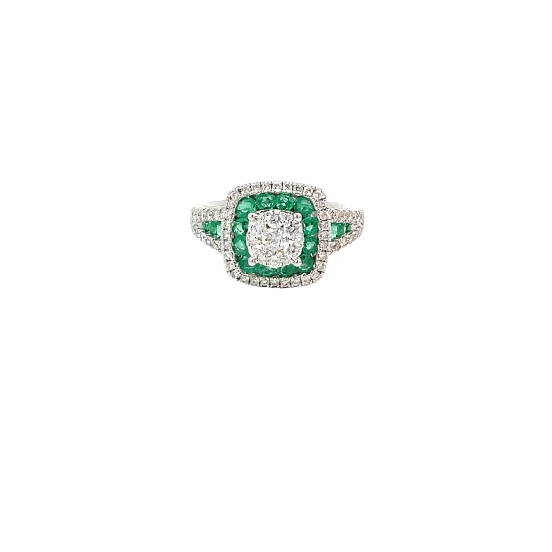 Fine Jewelry, Limited-Time Offers Available 18 Karat White Gold Diamond Emerald Ring