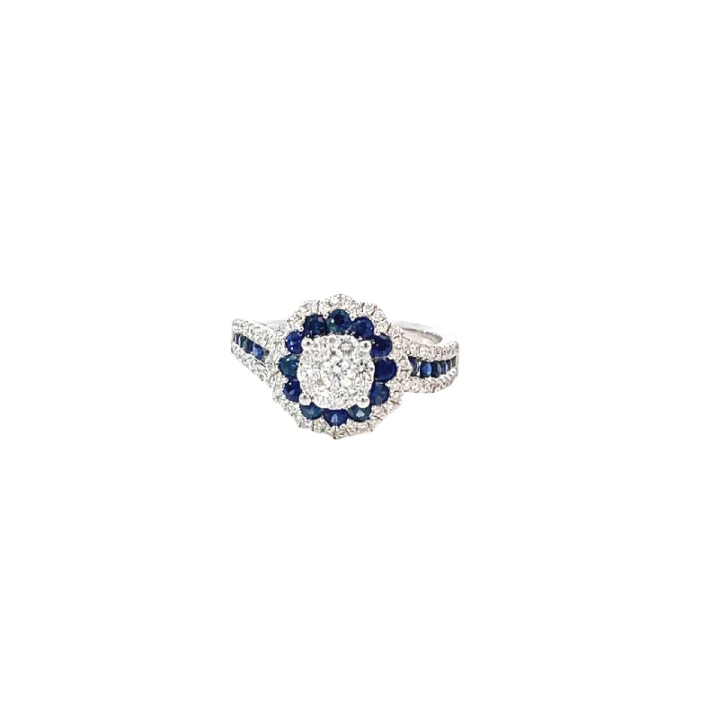 High-Quality Jewelry At A Fraction Of The Cost 18 Karat White Gold Diamond Sapphire Ring