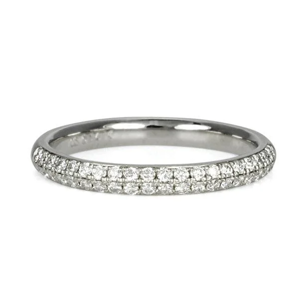 Make Your Outfit Shine With Discounted Jewelry White Gold Double Row Half Pave Diamond Ring