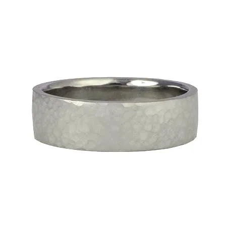 Best Jewelry Sale Prices – Limited-Time Offer Men's White Gold "Straight Edge" Hammered band