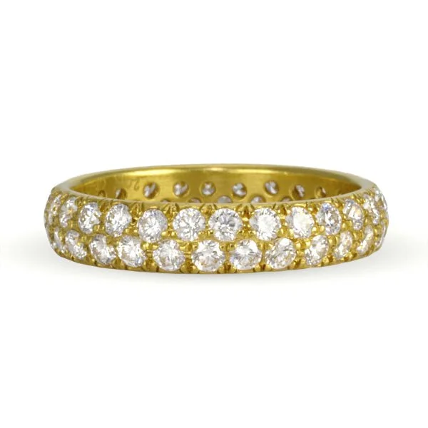 Fashion-Forward Jewelry At Exclusive Discounts 20K Gold and Two Row Pave Diamond Ring
