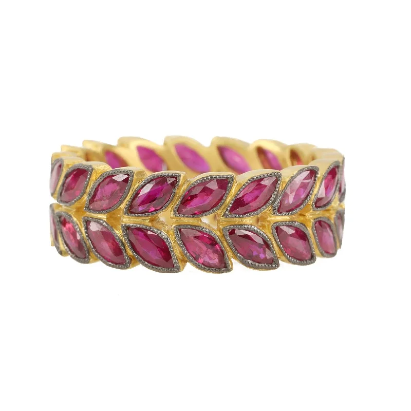 Blackened 22K Gold Ruby "Laurel" Ring