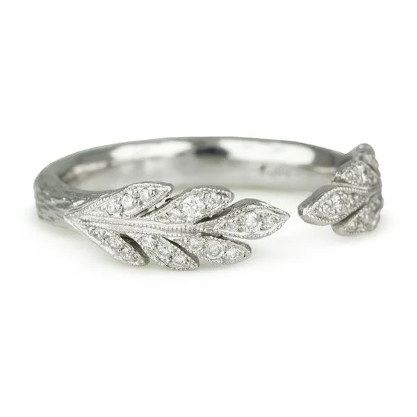Elevate Your Jewelry Collection With Limited-Time Savings Platinum and Diamond "Open Leafside" Ring