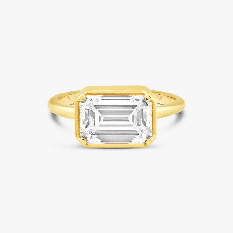 Affordable Gold-Plated Jewelry For Modern Fashion East West Emerald Cut Diamond