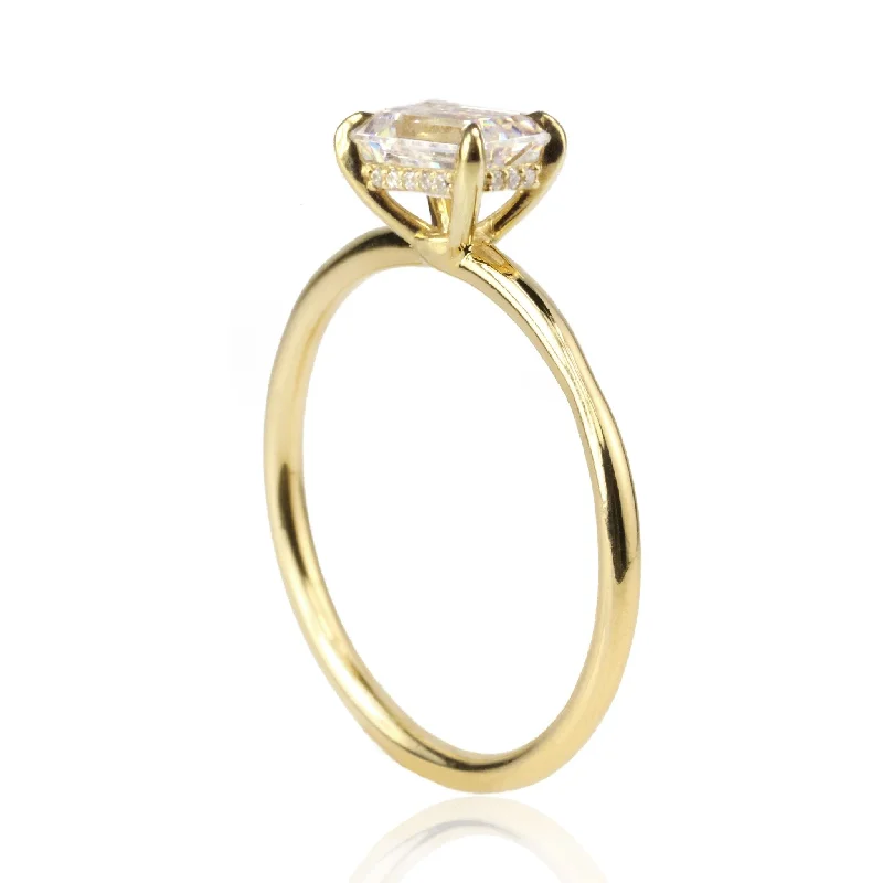 "Pixie" Hidden Halo 4-Prong Diamond Engagement Ring Mount with East/West Option