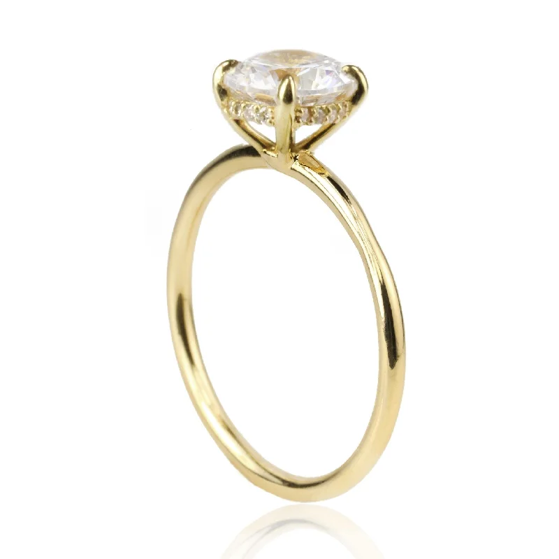 "Pixie" Hidden Halo 4-Prong Diamond Engagement Ring Mount with North/South Option