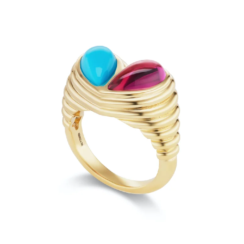 Jewelry Clearance – Final Chance To Save Big Jumbo Sweetheart Ring Turquoise & Rubellite