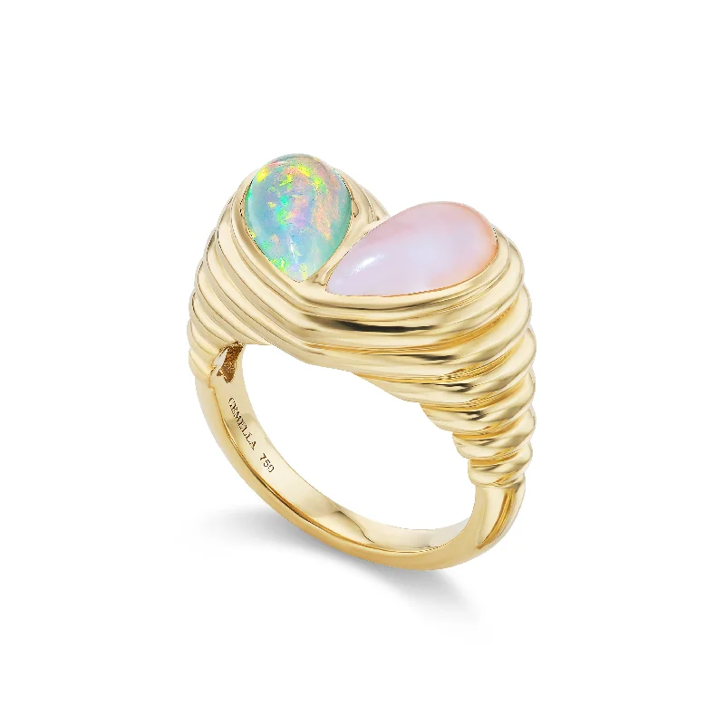 Stunning Jewelry Pieces At The Lowest Prices Ever Jumbo Sweetheart Ring Ethiopian Opal & Pink Opal