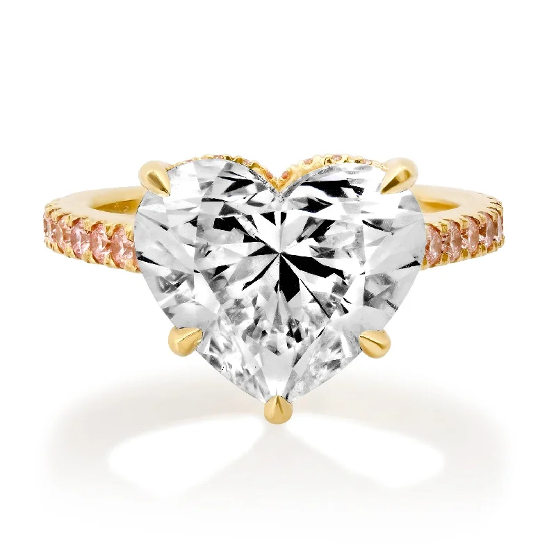 Limited-Time Jewelry Discounts – Shine Without The Splurge Lab Grown Diamond Heart Statement Ring with Pink Diamond Band