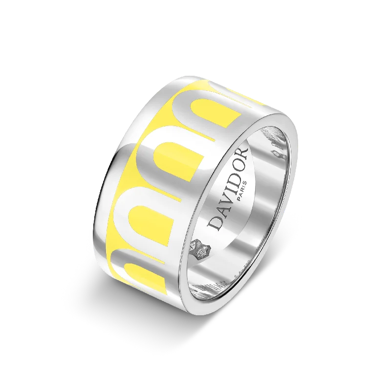 The Perfect Jewelry Piece At The Perfect Price L'Arc de DAVIDOR Ring GM, 18k White Gold with Limoncello Lacquered Ceramic
