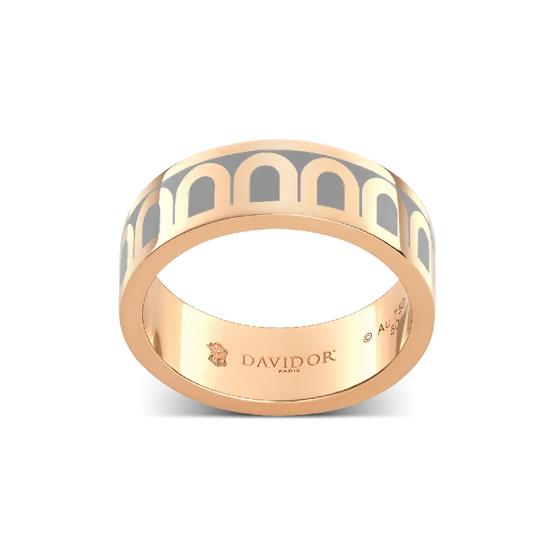Limited-Stock Jewelry Sale – Shop Before It's Gone L'Arc de DAVIDOR Ring MM, 18k Rose Gold with Anthracite Lacquered Ceramic