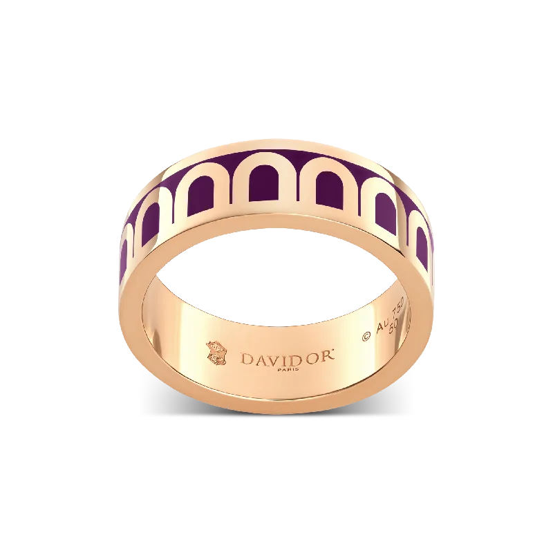 Limited Stock On Premium Jewelry At Low Prices L'Arc de DAVIDOR Ring MM, 18k Rose Gold with Aubergine Lacquered Ceramic
