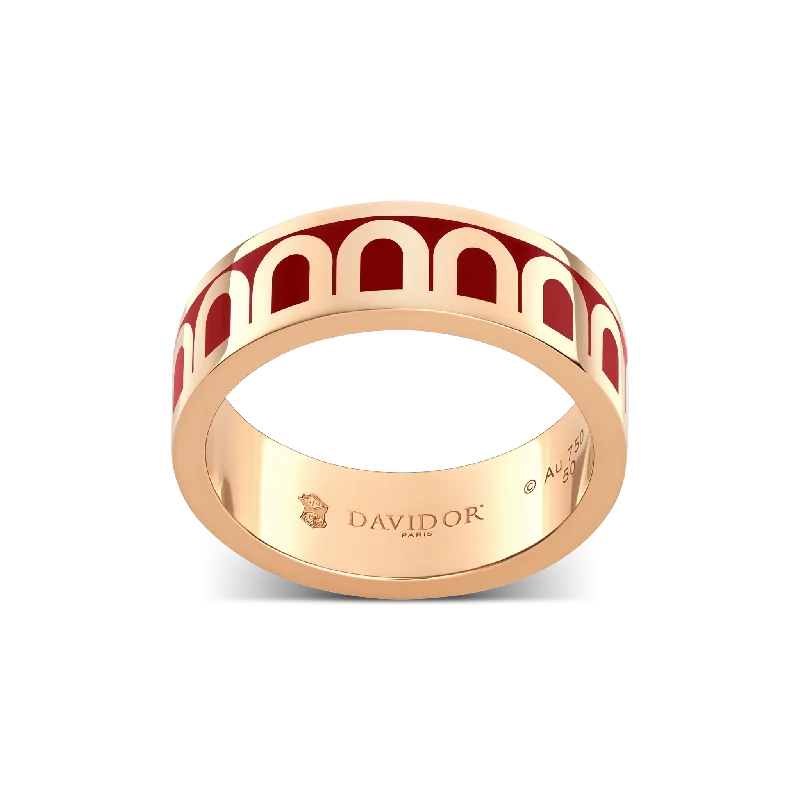 Sparkle On A Budget – Fine Jewelry For Less L'Arc de DAVIDOR Ring MM, 18k Rose Gold with DAVIDOR Bordeaux Lacquered Ceramic