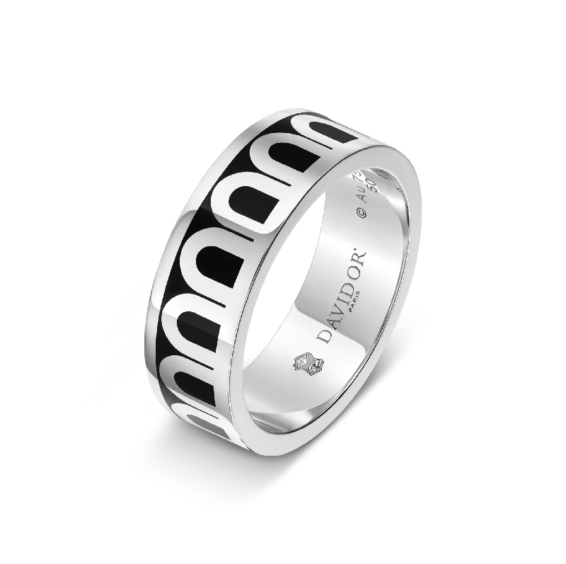 Premium Jewelry Now Available At Special Discounts L'Arc de DAVIDOR Ring MM, 18k White Gold with Caviar Lacquered Ceramic