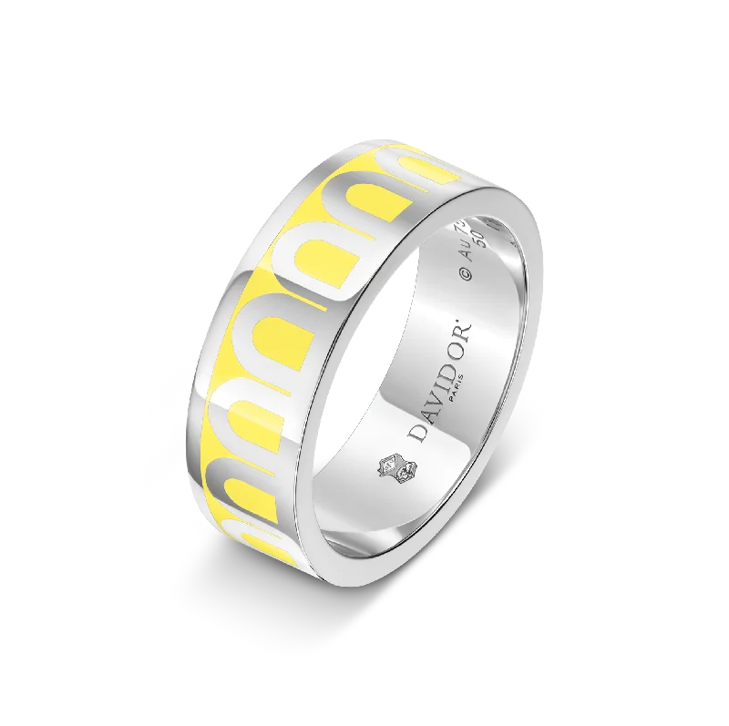 Stunning Jewelry Pieces At The Lowest Prices Ever L'Arc de DAVIDOR Ring MM, 18k White Gold with Limoncello Lacquered Ceramic