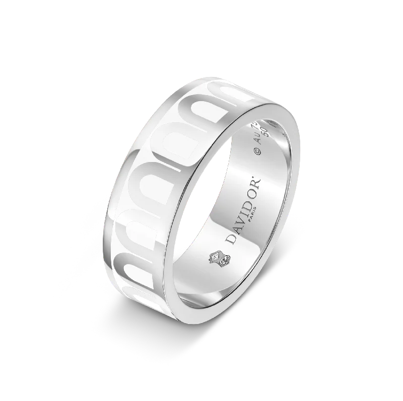 Jewelry Flash Sale – Stylish Designs At Unbeatable Rates L'Arc de DAVIDOR Ring MM, 18k White Gold with Neige Lacquered Ceramic