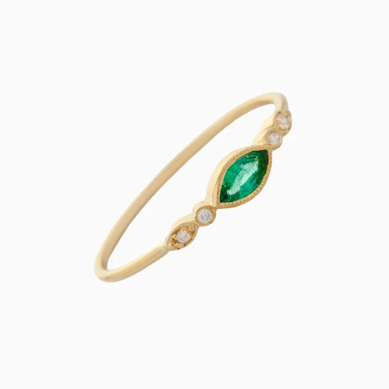 Sparkle More For Less – Jewelry Sale Happening Now Marquise Emerald & Diamond Eyes Ring