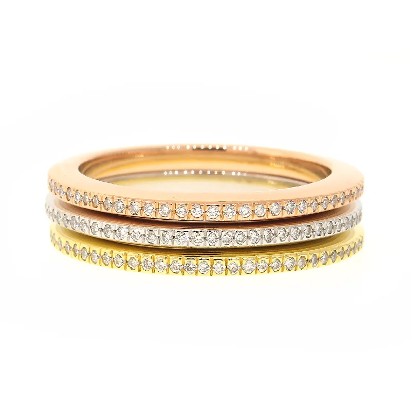 Diamond Stackable Rings in 18k Yellow, White & Rose Gold