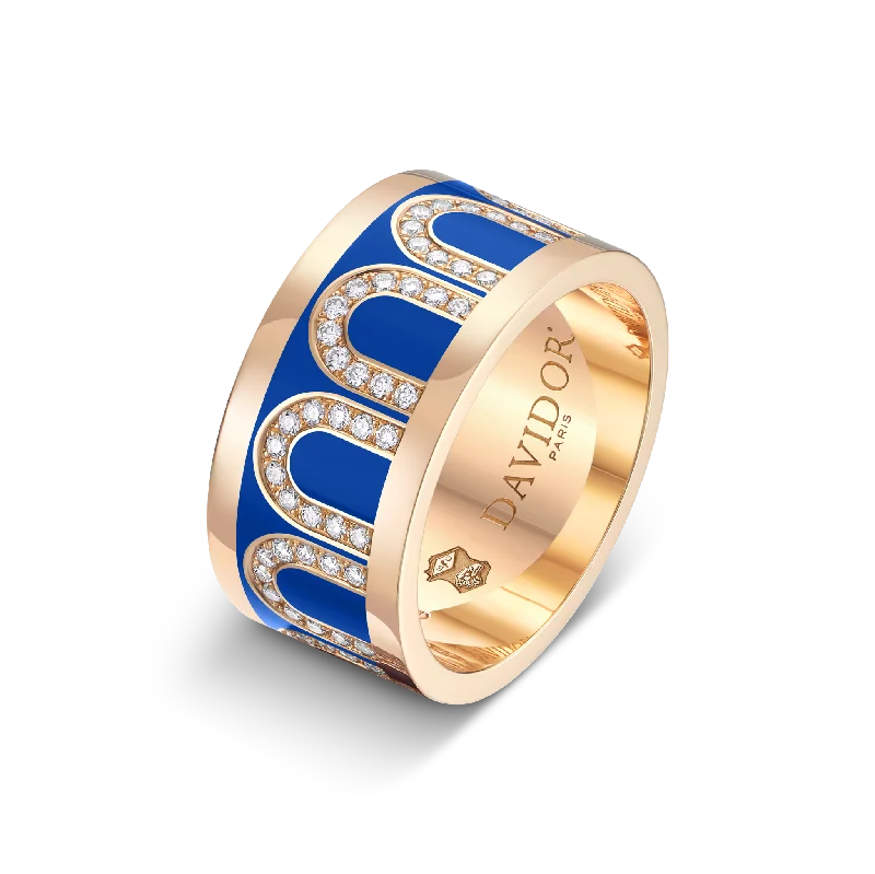 L'Arc de DAVIDOR Ring GM, 18k Rose Gold with Riviera Lacquered Ceramic and Arcade Diamonds