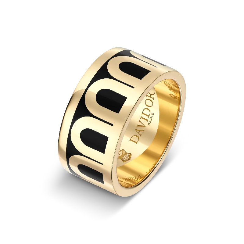 L'Arc de DAVIDOR Ring GM, 18k Yellow Gold with Caviar Lacquered Ceramic