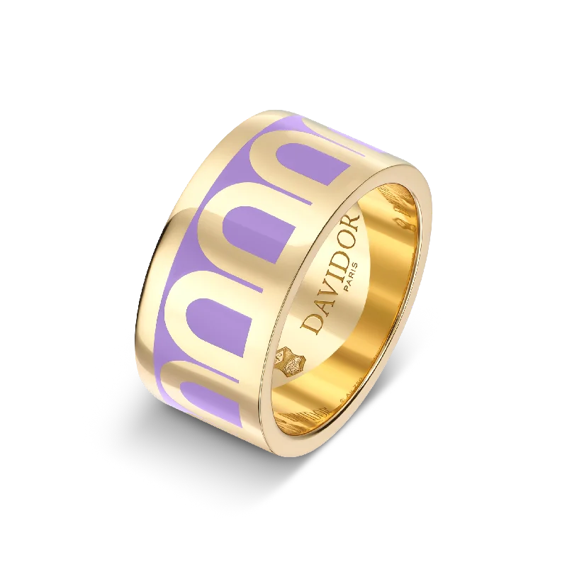 L'Arc de DAVIDOR Ring GM, 18k Yellow Gold with Lavande Lacquered Ceramic