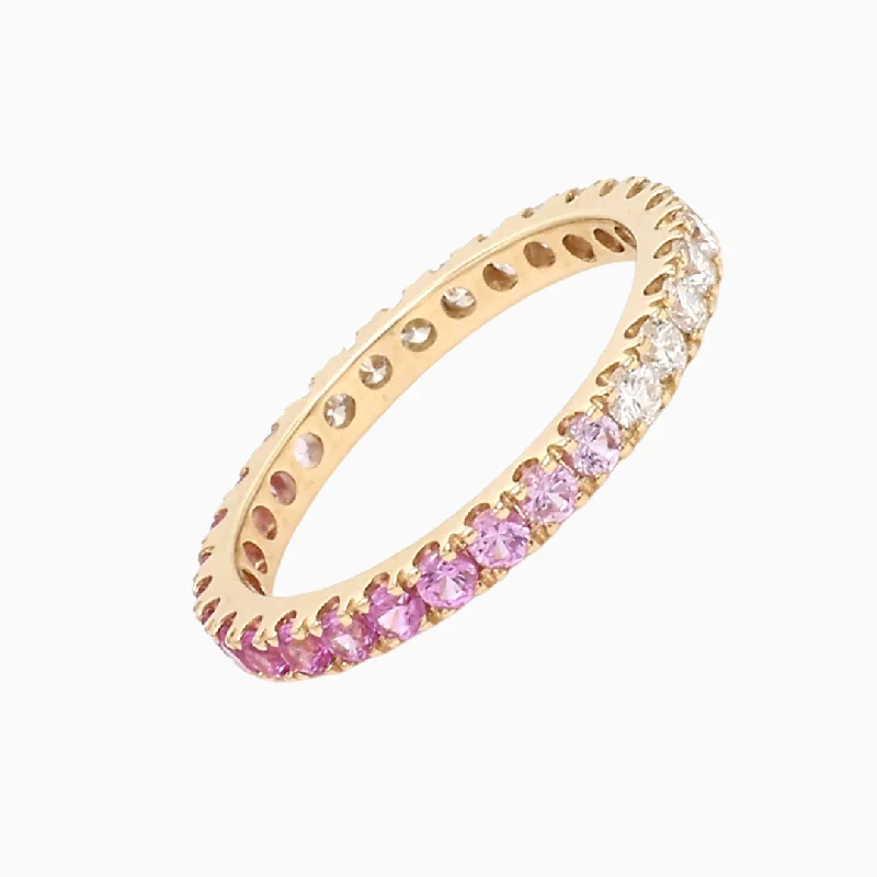 Special Offers On Handcrafted And Designer Jewelry Pink Sapphire Half Diamond Eternity Band