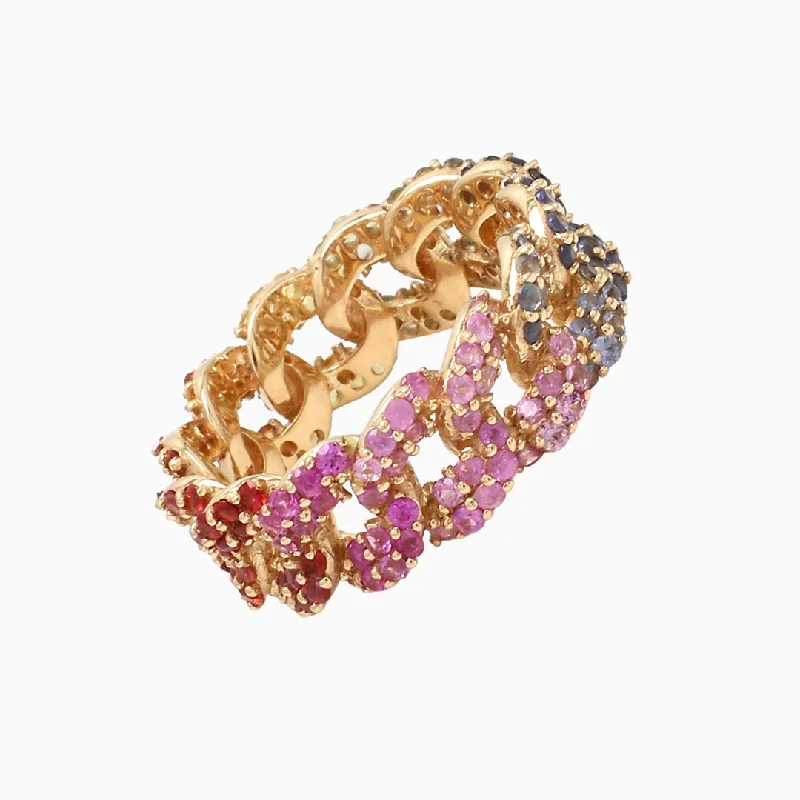 Best-Selling Jewelry Now Available At Special Deals Rainbow Sapphire Chain Ring