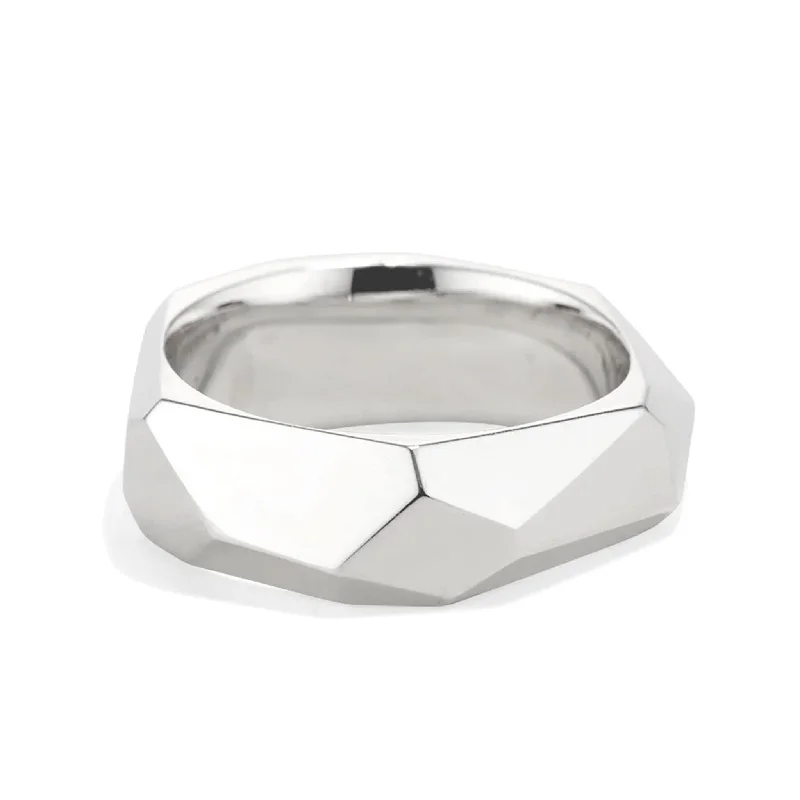Special Sale On Handcrafted Jewelry – Shop Today The "Facet" Sterling Silver Carved Ring with Mutiple Angled Facets