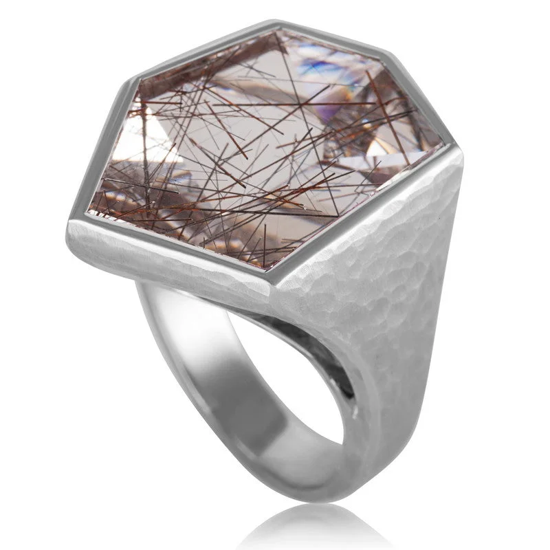 Women's Tourmalinated Quartz Mirror Mirror Ring