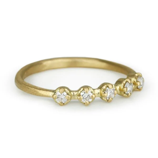 The Ultimate Jewelry Sale – Shop Premium Styles 18K Yellow Gold Ring With Five Prong-Set Diamonds