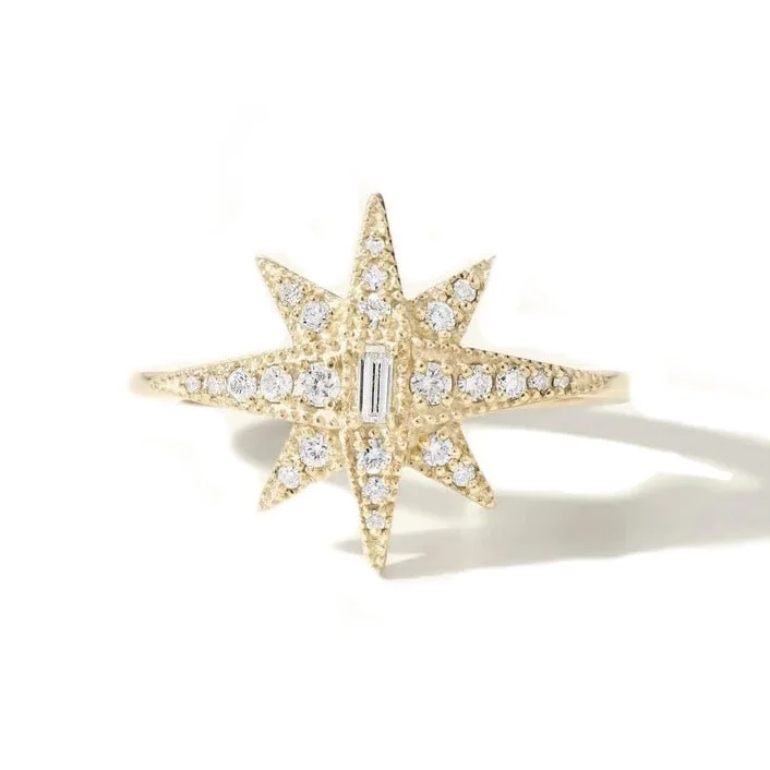 Discounted Jewelry For A Glamorous Look 10K Gold "North Star" Pave Diamond Ring
