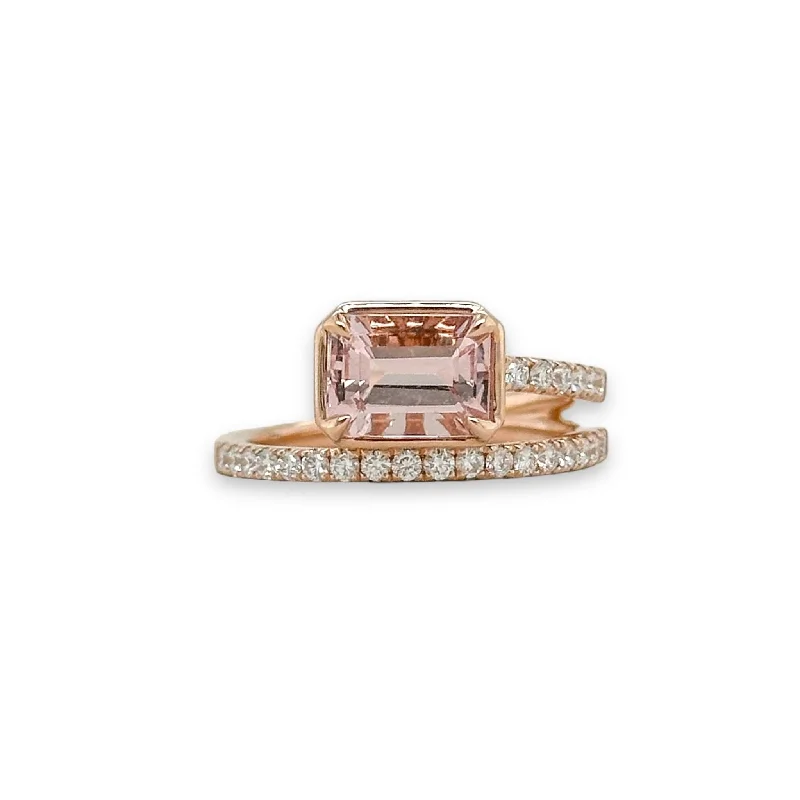 Waterproof Stainless Steel Jewelry For Lasting Beauty 14K R Gold 0.35ctw Diamond and 1.69ct Morganite Ring Waterproof Stainless Steel Jewelry For Lasting Beauty 14K R Gold 0.35ctw Diamond and 1.69ct Morganite Ring