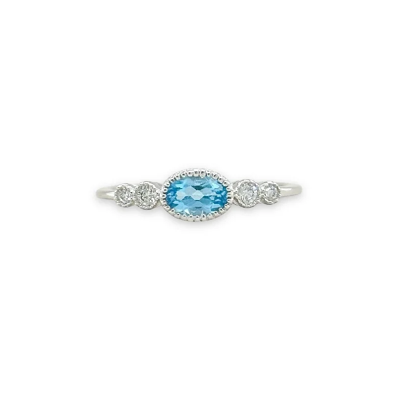 Trending Jewelry Styles Now At Limited-Time Discounts 14K W Gold 0.09ctw Diamond 0.50ct Blue Topaz Ring