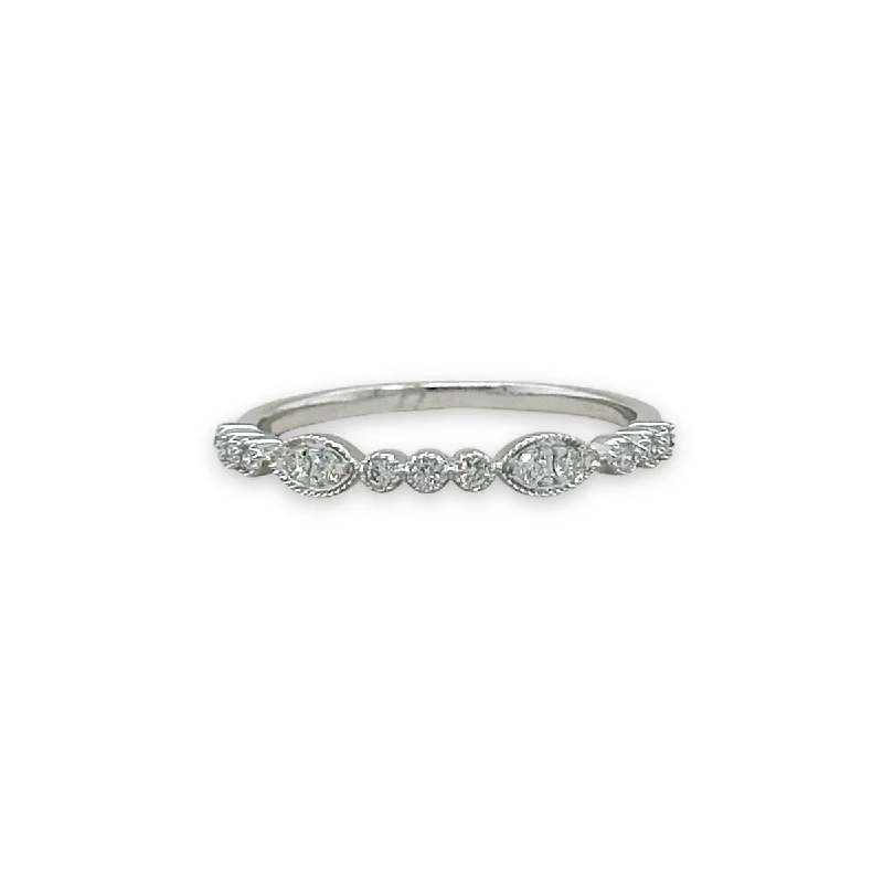 Personalized Jewelry At Special Discount Rates 14K W Gold 0.15ctw G/SI2 Bezel Set Diamond Stack Ring