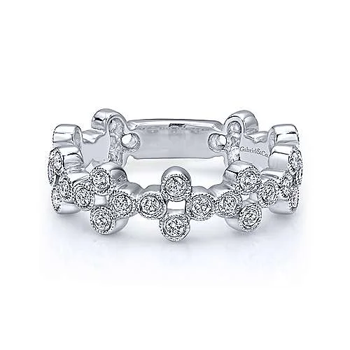 Exclusive Jewelry Offers – Shine For Less 14K W Gold 0.50cttw Quatrefoil Bezel Set Diamond Band