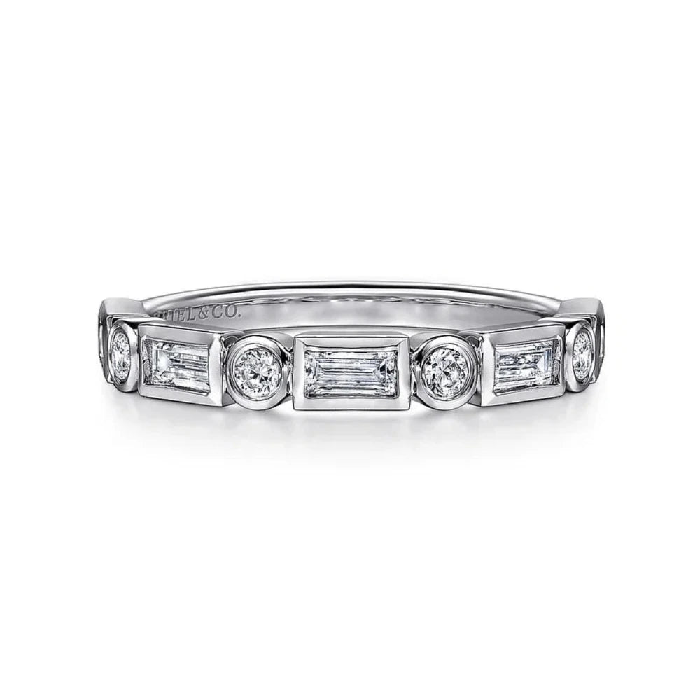 The Perfect Accessory For Less – Jewelry Sale Live 14K W Gold 0.57ctw G/VS2 Baguette and Round Diamond Band