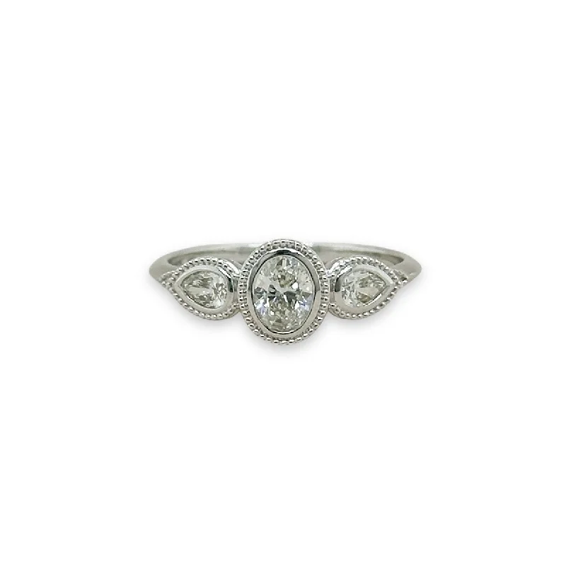 Huge Savings On Timeless Jewelry Collections 14K W Gold 0.60ctw H/VS2 Oval and Pear Diamond Ring