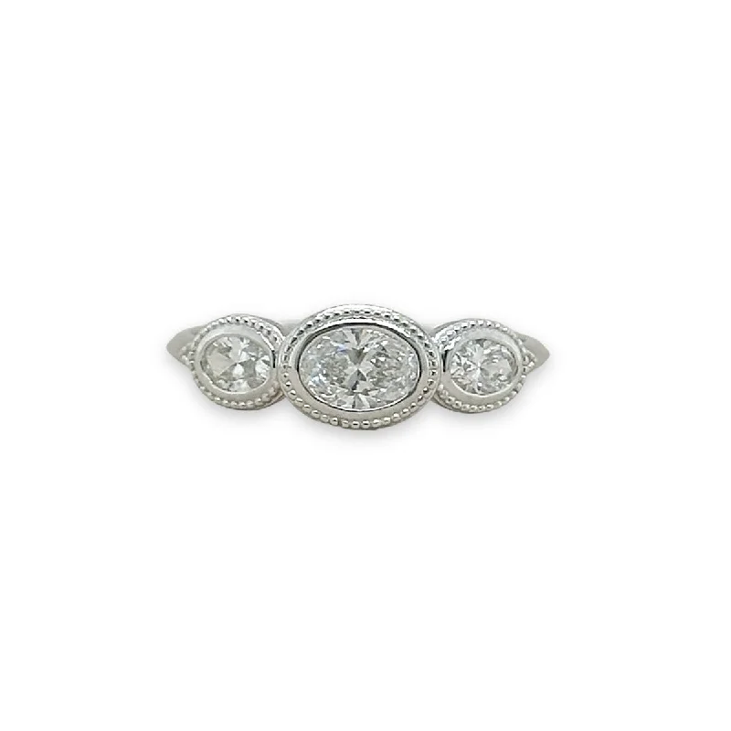 Fashion-Forward Jewelry At Incredible Prices 14K W Gold 0.70ctw G/SI1 3 Oval Diamond Ring