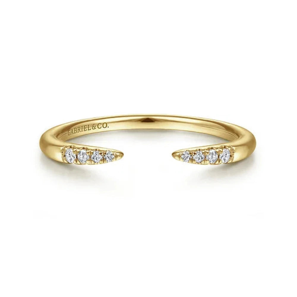 Make Your Outfit Shine With Discounted Jewelry 14K Y Gold 0.05ctw G/SI2 Open Diamond Tipped Stackable Ring