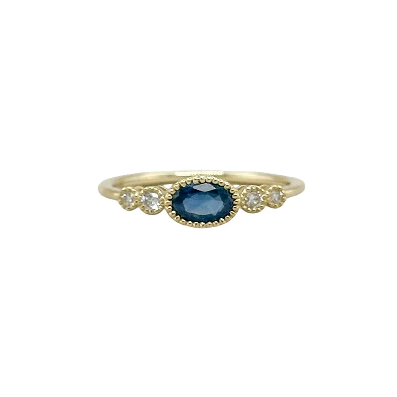 Chic And Stylish Jewelry At Exclusive Prices 14K Y Gold 0.09ctw Diamond 0.65ctw Oval Sapphire Ring