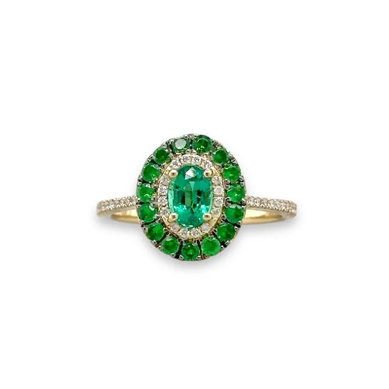 Final Call For Exquisite Jewelry At Reduced Rates 14K Y Gold 0.14ctw Diamond 0.51ctw Emerald 0.45ctw Tsavorite Ring