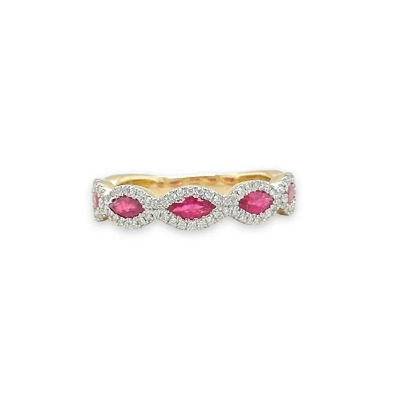 Limited-Time Offer On Premium Jewelry Collections 14K Y Gold 0.22ctw Diamond 0.80ctw Marquise Shape Ruby Ring