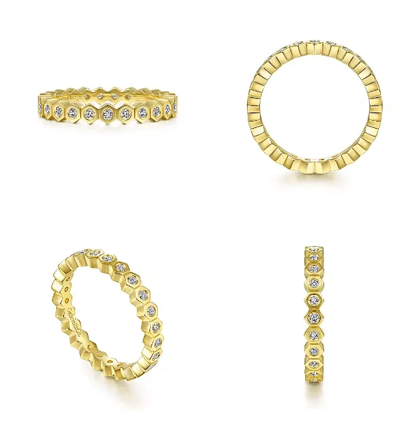 High-End Jewelry, Now More Affordable Than Ever 14K Y Gold 0.30ctw Hexagon Design Diamond Eternity Band