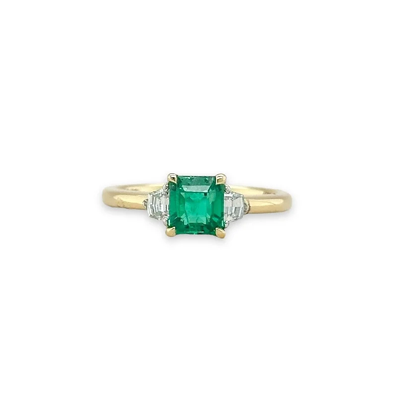 Unlock Unbeatable Jewelry Deals Before They’Re Gone 14K Y Gold 1.02ctw Square Emerald and 0.20ctw Diamond Ring