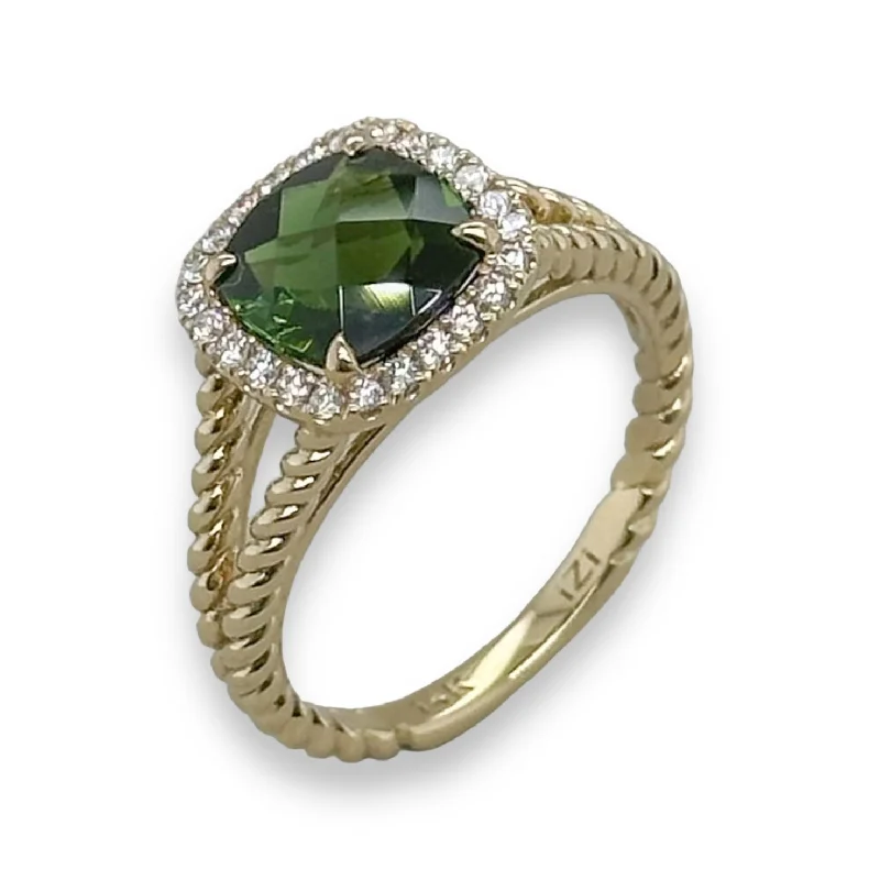 Jewelry Deals That Outshine The Rest 14K Y Gold 2.10ctw Tourmaline and 0.20ctw Diamond Ring