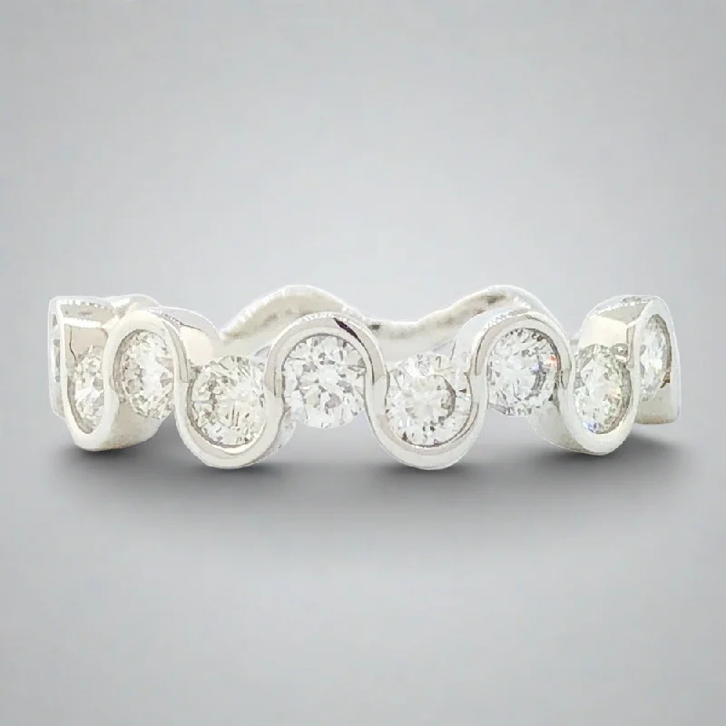 Glamorous Jewelry, Glamorous Deals – Shop Now 18K W Gold 0.75ctw H/SI1-2 Diamond wave design Ring