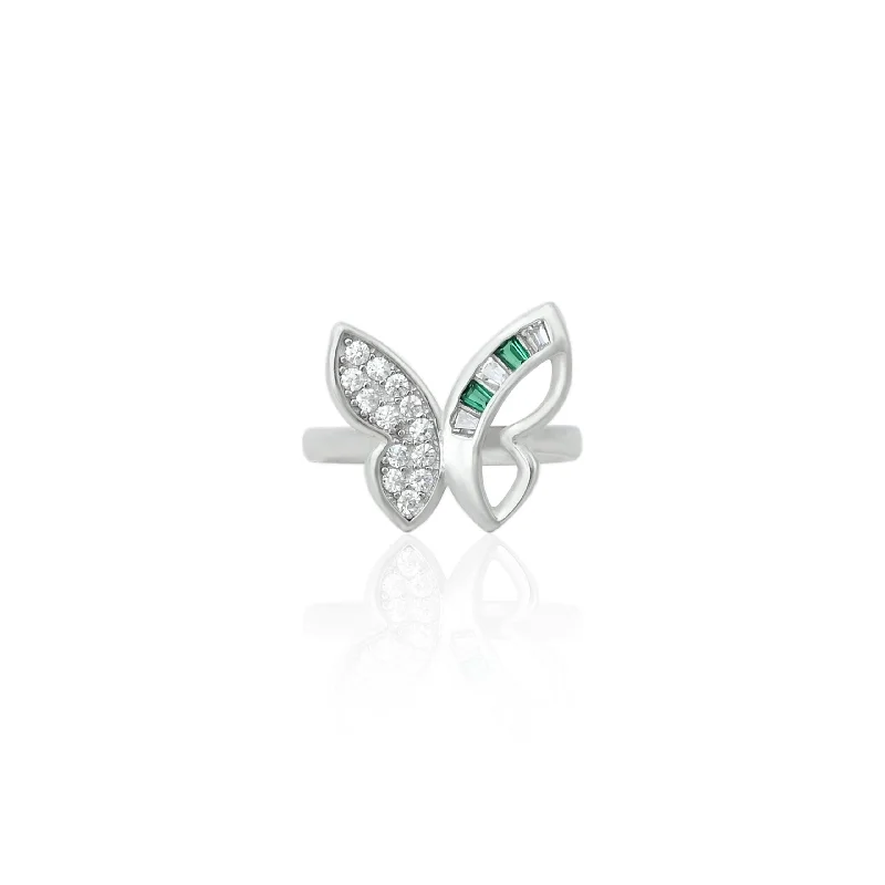 Dainty Floral Jewelry For Feminine Elegance 925 Silver Glowing Butterfly Ring for Girls