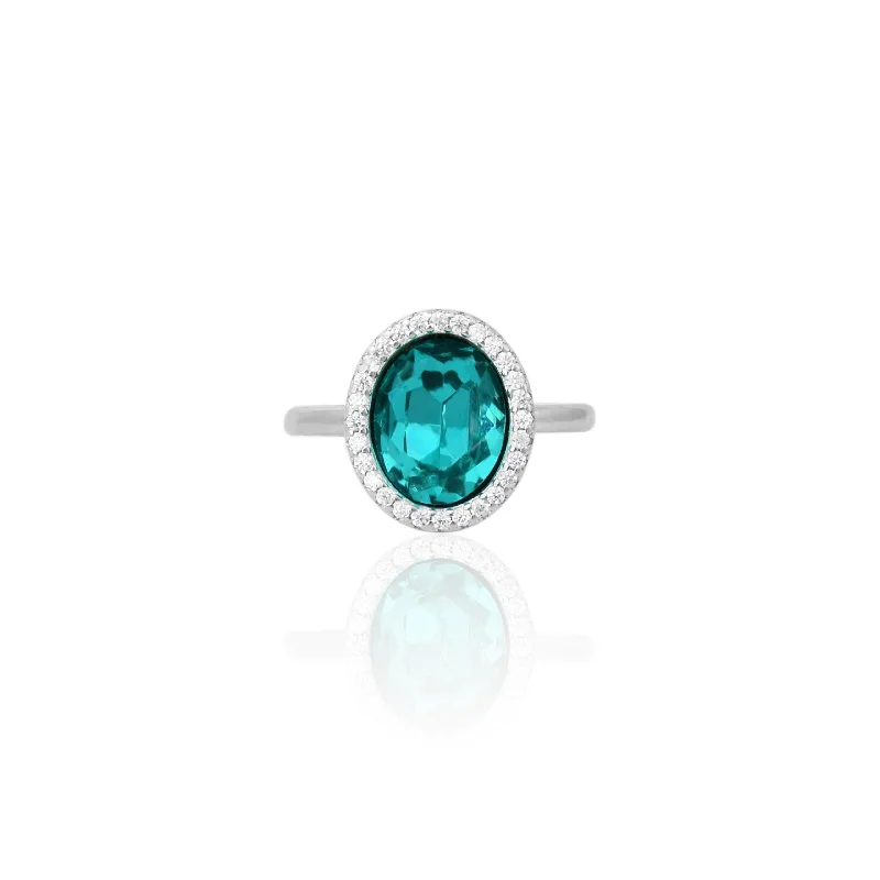 Fashion-Forward Jewelry At Incredible Prices 925 Silver Oval Sky-Blue Zircon Ring for Girls